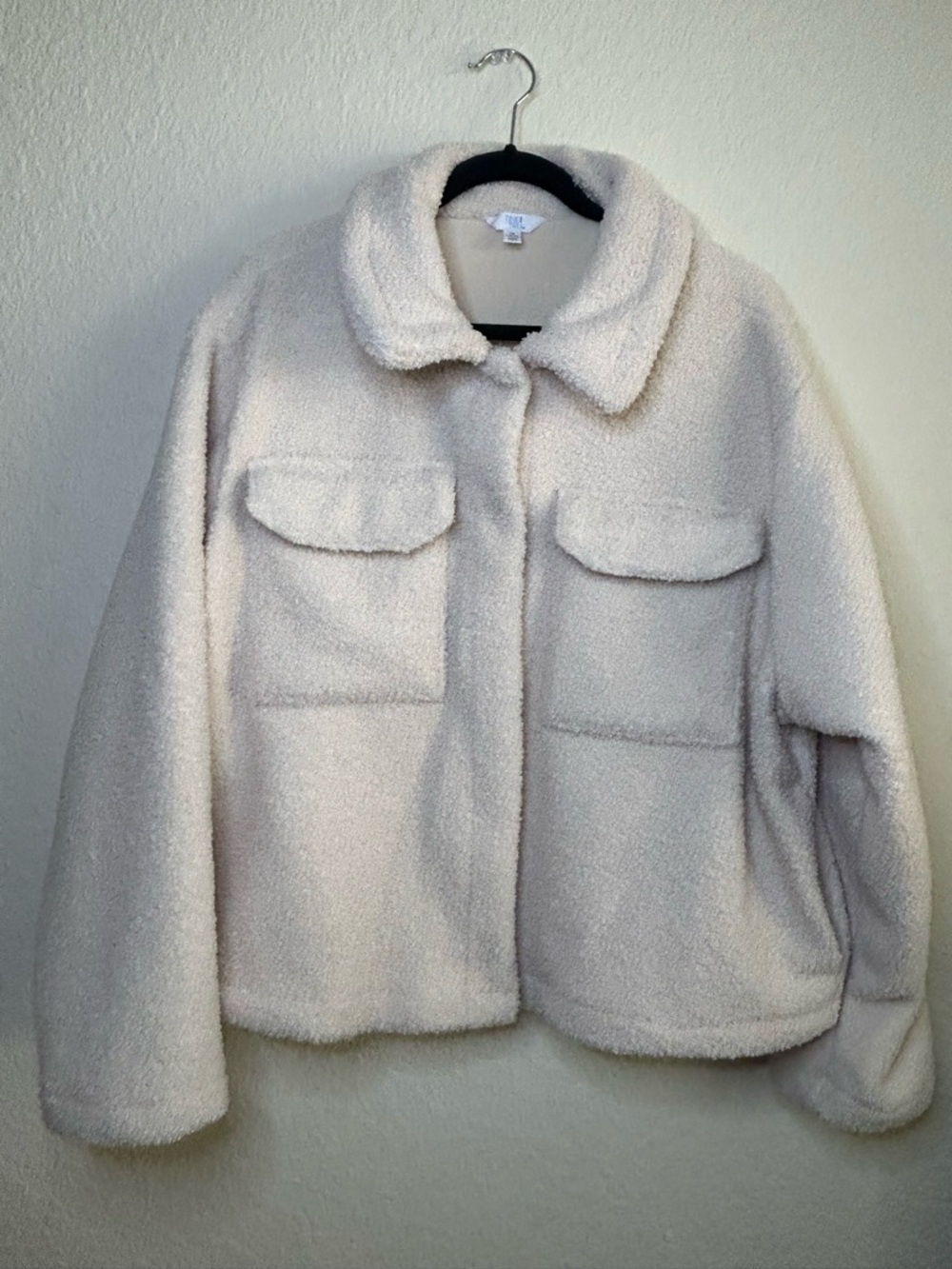 Time & Tru Soft Cream Cozy Sherpa Jacket Womens Plus Size 1X Warm Spring Festiva